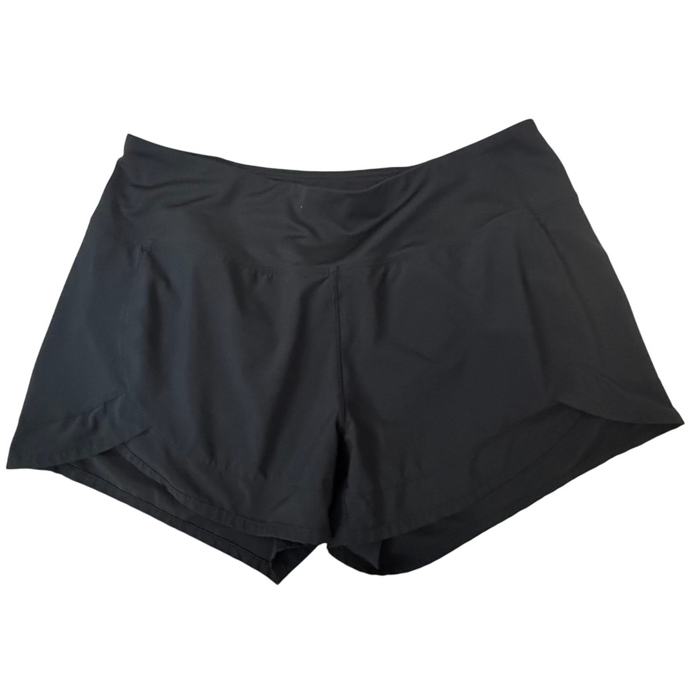 Tough Mode Womens Black Running Shorts Size Large Athletic Lined Back Zip Pocket